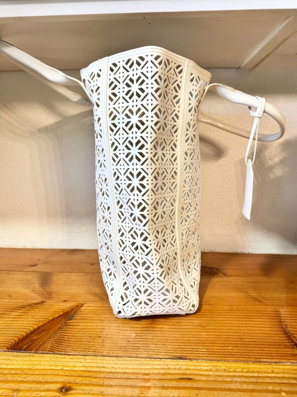 Tory Burch White Perforated Tote Bag